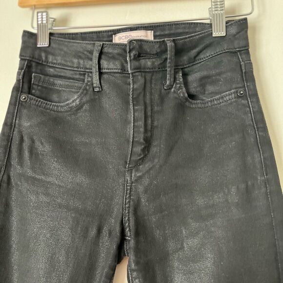BCBGeneration, black, vegan leather, distressed pants, shimmer, size 24 - Picture 10 of 12